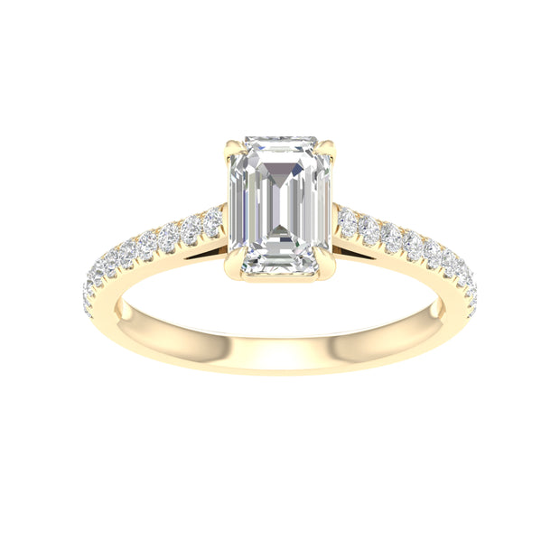 14K Yellow Gold 1.25 CTW Emerald Lab-Grown Diamond Ring ( IGI Certified )
