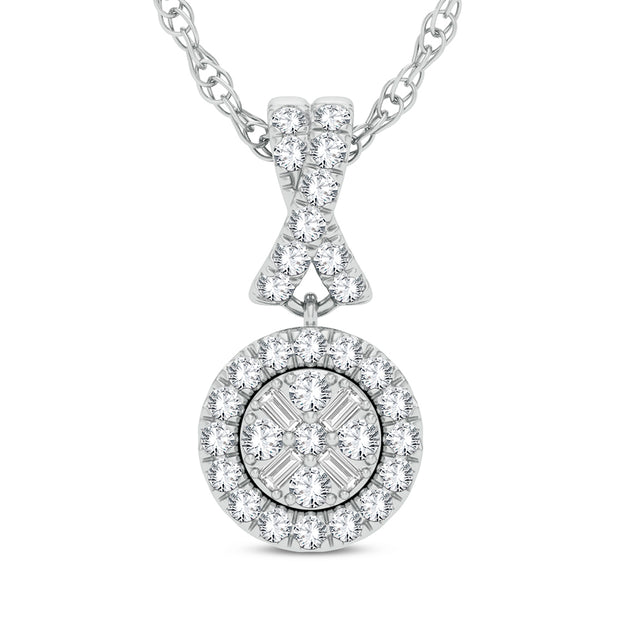 10K white gold 0.20 ctw Diamond round Pendant