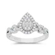 14K white gold 0.50 ctw diamond halo pear Ring