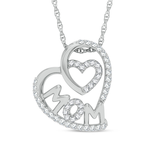10K white gold 0.20 ctw Diamond mom Pendant
