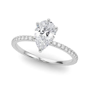 14K White Gold 1.00 Ctw Lab-Grown Diamond Pear Engagement RING