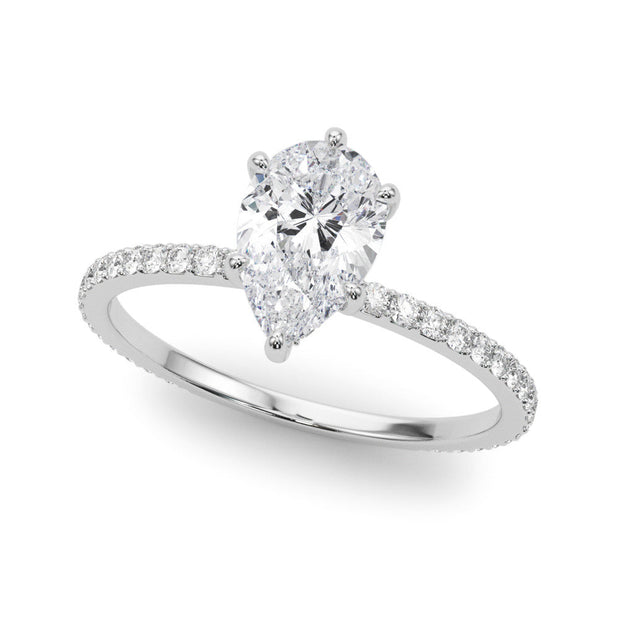14K White Gold 1.00 Ctw Lab-Grown Diamond Pear Engagement RING