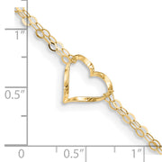 14k Double Strand Heart 9 Inch with 1 Inch extension Anklet