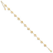 14k Adjustable Flower 9in Plus 1in ext. Anklet