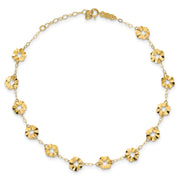 14k Adjustable Flower 9in Plus 1in ext. Anklet