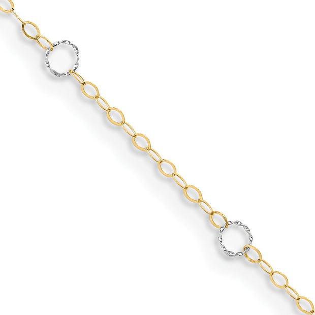 14k Two-Tone Circle 9in Plus 1in ext  Anklet