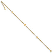 14k Puff Heart 10in Anklet