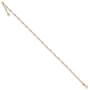 14k Two-Tone Polished Link 9in Plus 1in ext. Anklet