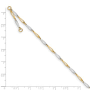 14k Two-Tone Polished Link 9in Plus 1in ext. Anklet