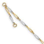 14k Two-Tone Polished Link 9in Plus 1in ext. Anklet