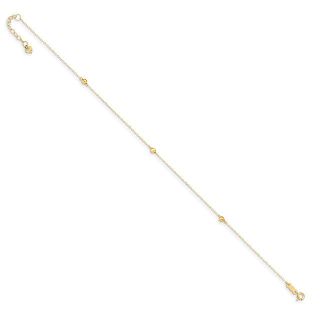 14K Mirror Beads 9in Plus 1in Ext Anklet