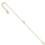 14K Mirror Beads 9in Plus 1in Ext Anklet