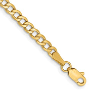 14k 3.35mm 7in Semi-Solid Curb Chain Bracelet