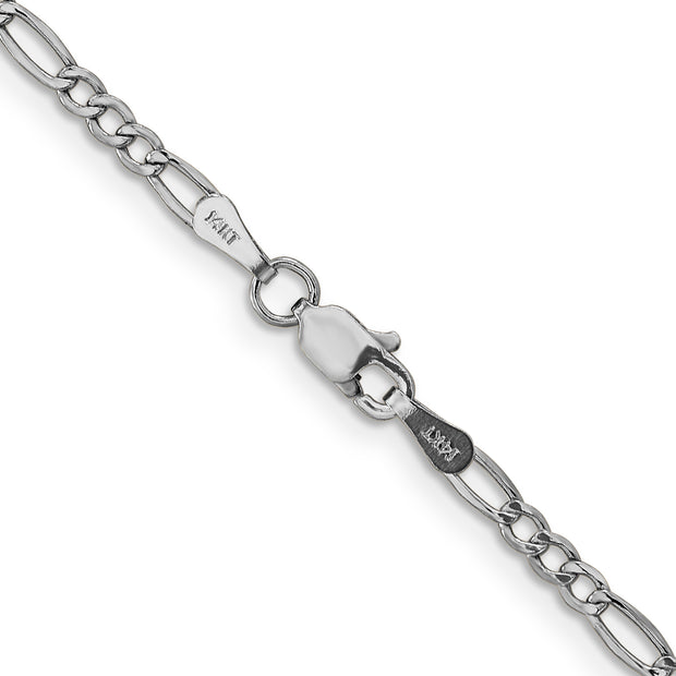 14k WG 2.5mm 24in Semi-Solid Figaro Chain