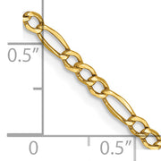 14k 2.5mm 16in Semi-Solid Figaro Chain