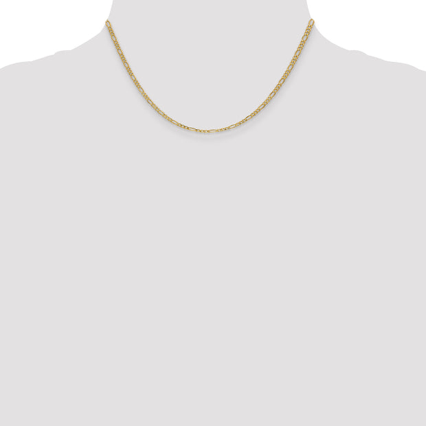 14k 2.5mm 16in Semi-Solid Figaro Chain