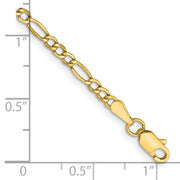 14k 2.5mm 10in Semi-Solid Figaro Chain Anklet