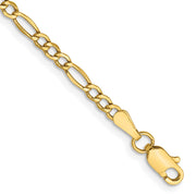 14k 2.5mm 10in Semi-Solid Figaro Chain Anklet