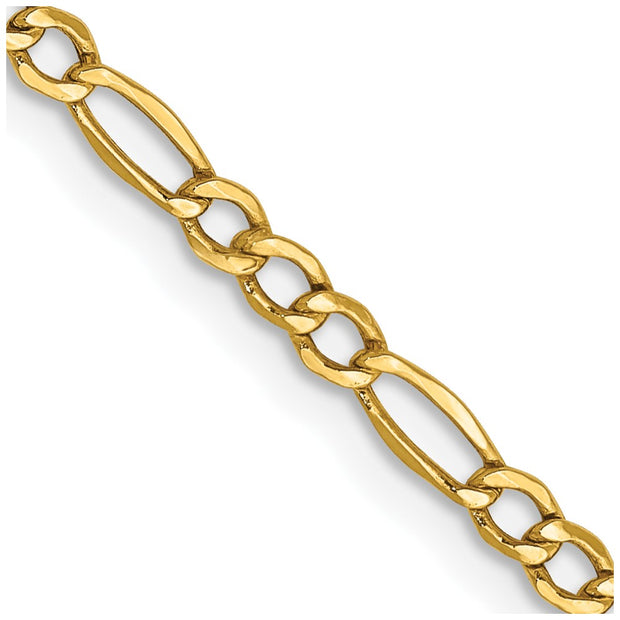 14k 2.5mm 16in Semi-Solid Figaro Chain