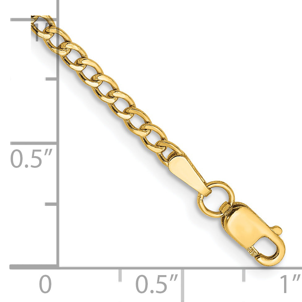 14K 2.5mm 10In Semi-Solid Curb Anklet