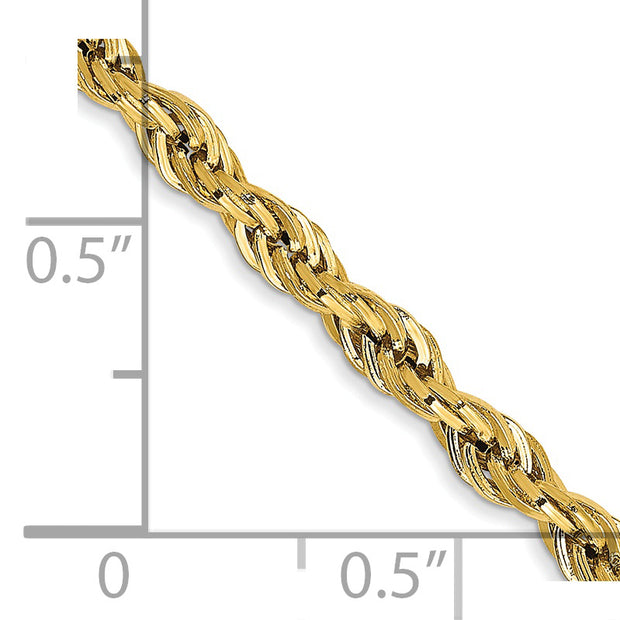 14K 3mm 24in Semi-Solid Rope Chain