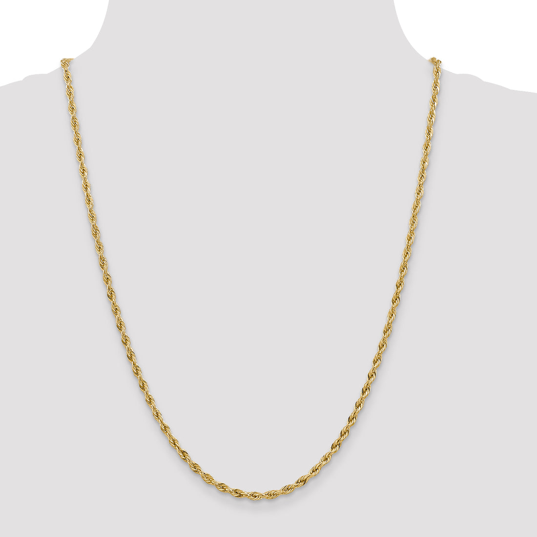 14K 3mm 24In Semi-Solid Rope Chain