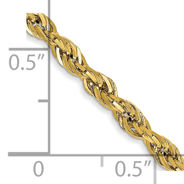 14k 2.8mm 24in Semi-Solid Rope Chain