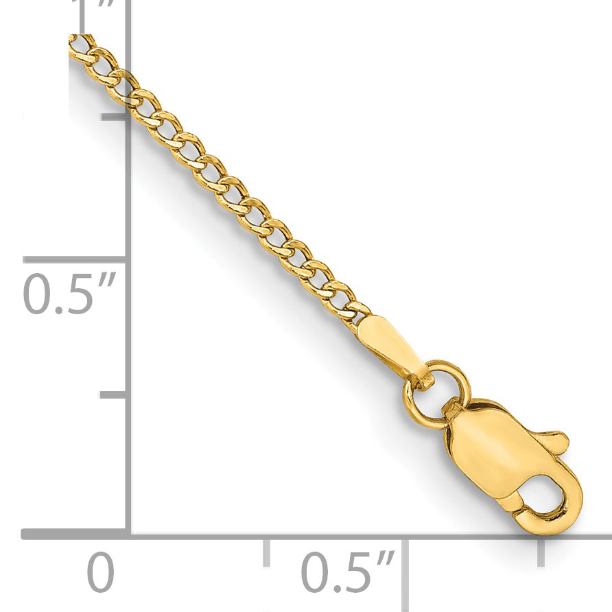 14K 1.85mm 10In Semi-Solid Curb Chain Anklet
