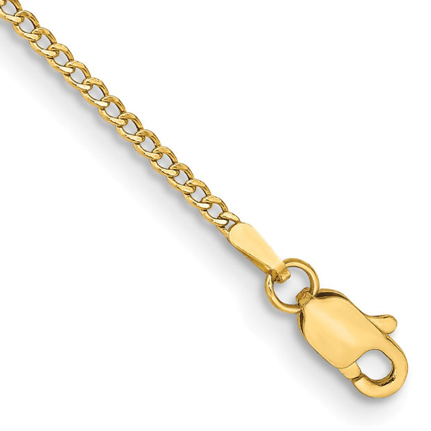 14k 1.85mm 10in Semi-Solid Curb Chain Anklet