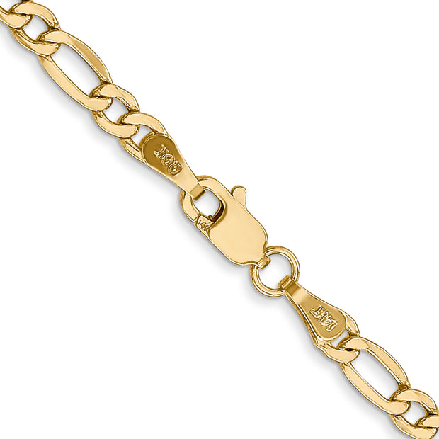 14k 3.5mm 24in Semi-Solid Figaro Chain