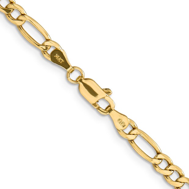 14k 4.2mm 24in Semi-Solid Figaro Chain