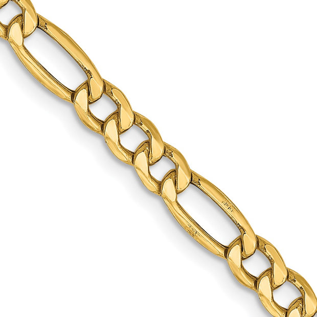 14k 4.2mm 24in Semi-Solid Figaro Chain