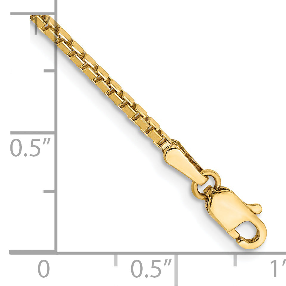 14K 1.5mm 9In Box Chain Anklet