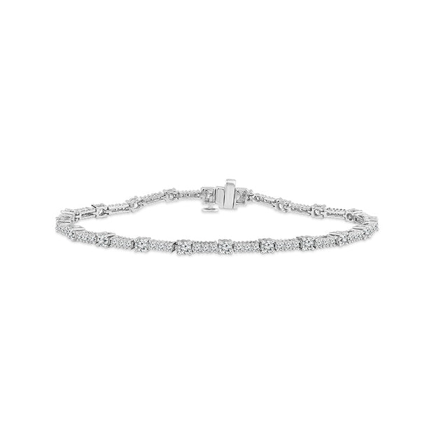 14K White Gold 3.00 Ctw Diamond Line Bracelet