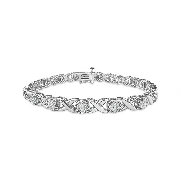 925 Silver 1 Ctw Round Diamond Bracelet