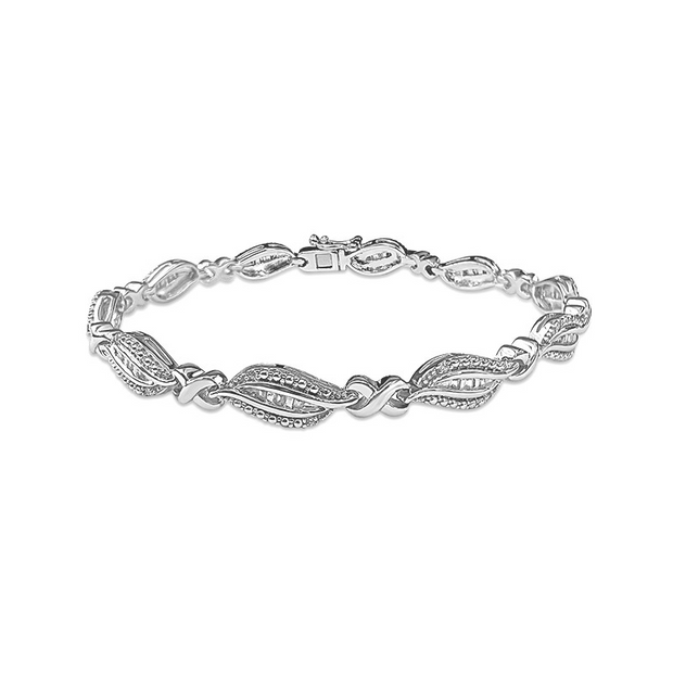 Silver 925 1/4 Ctw Round Diamond  Bracelet