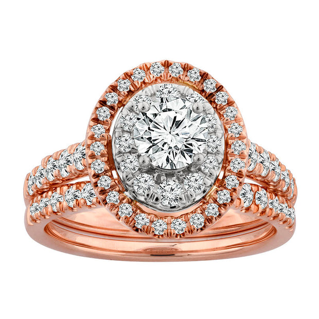 14K Two Tone Gold 1.25 CTW Oval Bridal Ring