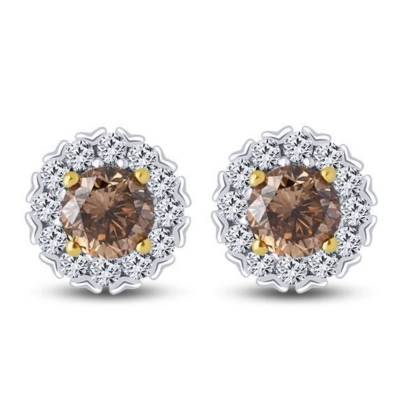 14K WHITE GOLD 1.00 CTW Chocolate Diamond Earrings
