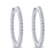 10K WHITE GOLD 0.50 CTW Inside Out Diamond Hoop Earrings