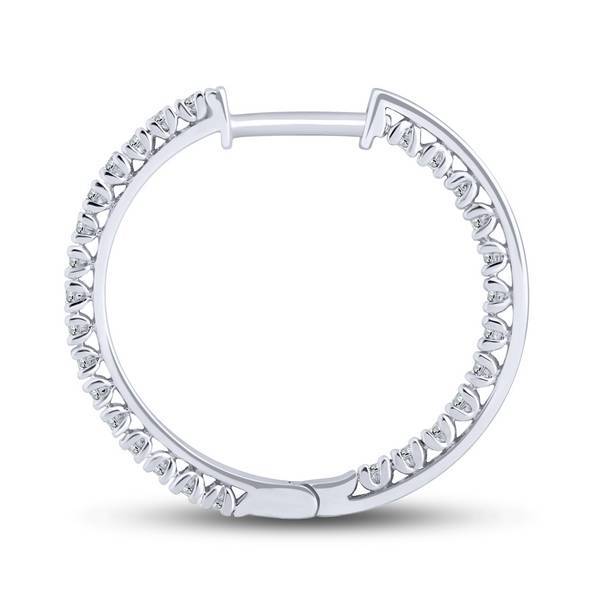 10K WHITE GOLD 0.50 CTW Inside Out Diamond Hoop Earrings