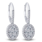 10K WHITE GOLD 1.00 ctw Classic Oval Shaped Drop Earrings