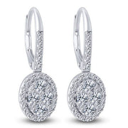 10K WHITE GOLD 1.00 ctw Classic Oval Shaped Drop Earrings