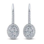 10K WHITE GOLD 1.00 ctw Classic Oval Shaped Drop Earrings