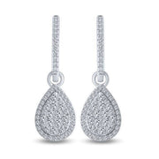 10K WHITE GOLD 0.753 CTW Diamond Pear DANGLE Earrings
