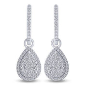 14k white gold Diamond Pear Cut dangle Earrings