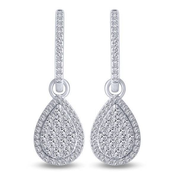 10K White Gold 0.753 ctw Diamond Pear Earrings