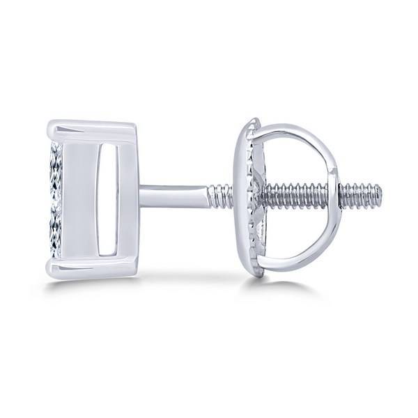 14K White Gold 0.75 CTW Diamond Composite Quad Stud Earrings
