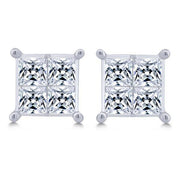 14K White Gold 0.75 CTW Diamond Composite Quad Stud Earrings