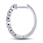 14K WHITE GOLD 1.00 CTW Diamond Hoop Earrings