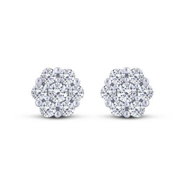 14k white gold 1.00 ctw Diamond Fashion Flower Stud Earrings 1ct